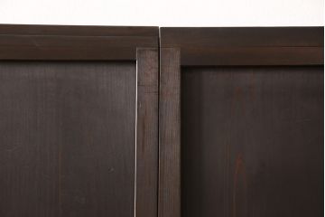 無双戸2枚セットをリペア&カスタム!引き戸・戸車を取り付け、ダークブラウンに着色し仕上げ。(無双窓、帯戸、建具、引き戸)