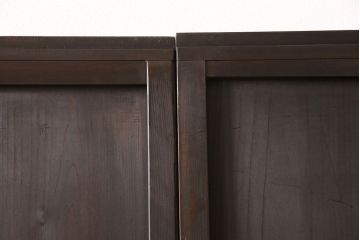 無双戸2枚セットをリペア&カスタム!引き戸・戸車を取り付け、ダークブラウンに着色し仕上げ。(無双窓、帯戸、建具、引き戸)