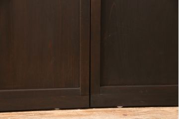 無双戸2枚セットをリペア&カスタム!引き戸・戸車を取り付け、ダークブラウンに着色し仕上げ。(無双窓、帯戸、建具、引き戸)