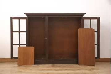 北海道民芸家具のサイドキャビネットをリペア&カスタム!天板と台輪を取り付け、本体の色に合わせて着色し仕上げ。(収納棚、戸棚)