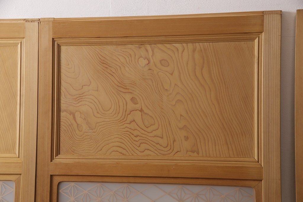 ガラス帯戸3枚セットをリペア&カスタム!引き違い戸として使用のために2枚を高さと幅をリサイズし、戸車を取り付け。もう1枚は開き戸仕様に加工。(建具、引き戸、ドア)