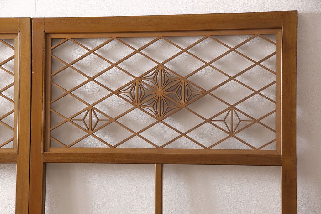 組子入りガラス戸2枚をリペア&カスタム!高さと幅をリサイズし、戸車を取り付け。(引き戸、建具)