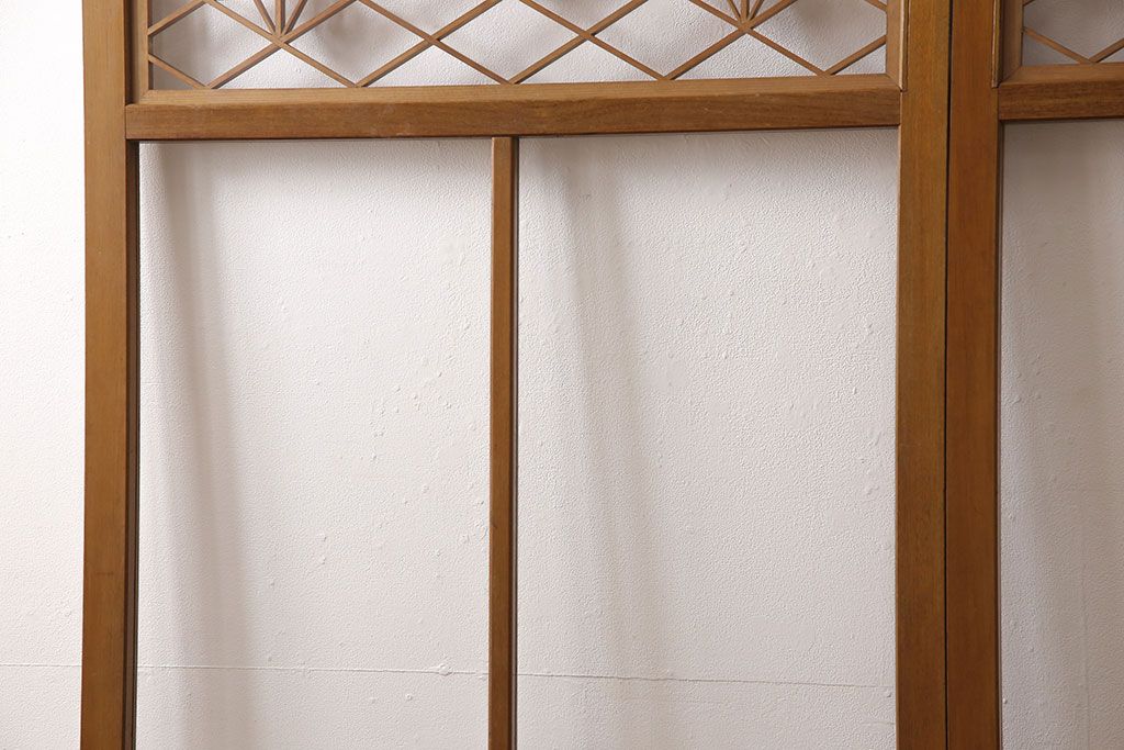 組子入りガラス戸2枚をリペア&カスタム!高さと幅をリサイズし、戸車を取り付け。(引き戸、建具)