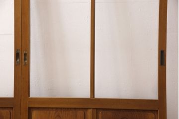 組子入りガラス戸2枚をリペア&カスタム!高さと幅をリサイズし、戸車を取り付け。(引き戸、建具)
