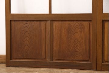 組子入りガラス戸2枚をリペア&カスタム!高さと幅をリサイズし、戸車を取り付け。(引き戸、建具)