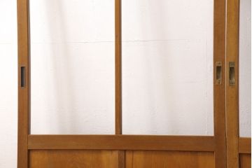 組子入りガラス戸2枚をリペア&カスタム!高さと幅をリサイズし、戸車を取り付け。(引き戸、建具)