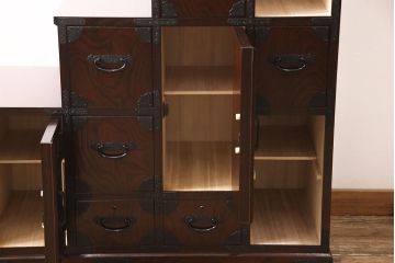 筑後民芸の階段箪笥をリペア&カスタム!最下段をカットし幅をコンパクトにリメイク。(和箪笥、飾り棚、タンス)