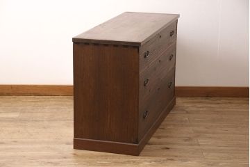 桐箪笥をリペア&カスタム!天板と台輪を取り付けローボードにリメイク。明るめの茶色に着色し仕上げ。(ローチェスト、テレビ台)