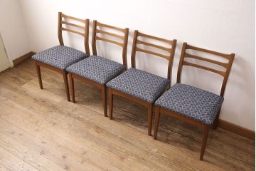 北欧ヴィンテージのダイニングチェア4脚をリペア&カスタム!座面を張り替え、脚をカット。(イス、チェア)