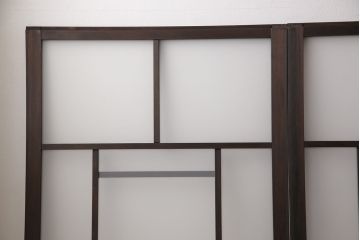 アンティークガラス戸4枚をリペア&カスタム!高さと幅をリサイズし、引手・戸車を取り付け。ガラスはすりガラスに変更し、本体はブラウンに着色し仕上げ。(引き戸、建具)