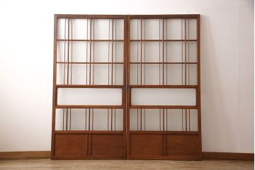 ガラス戸2枚セットをリペア&カスタム!高さと幅をリサイズし、帯部分をすりガラスに変更。(引き戸)