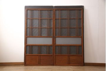 ガラス戸2枚セットをリペア&カスタム!高さと幅をリサイズし、帯部分をすりガラスに変更。(引き戸)