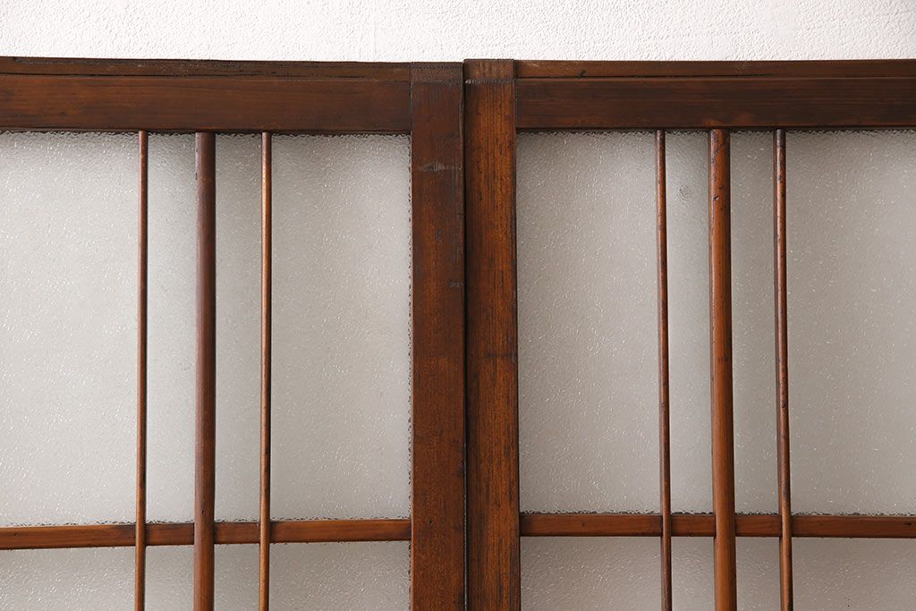 ガラス戸2枚セットをリペア&カスタム!高さと幅をリサイズし、帯部分をすりガラスに変更。(引き戸)