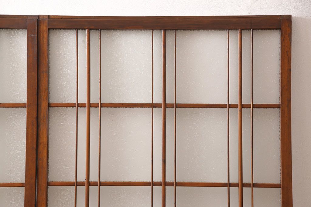 ガラス戸2枚セットをリペア&カスタム!高さと幅をリサイズし、帯部分をすりガラスに変更。(引き戸)