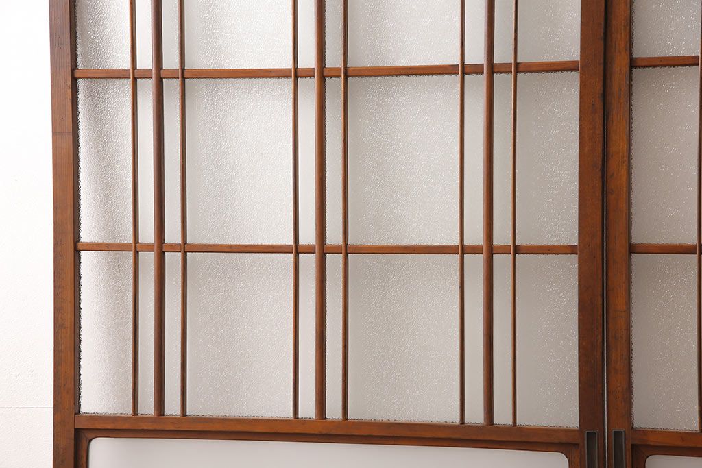 ガラス戸2枚セットをリペア&カスタム!高さと幅をリサイズし、帯部分をすりガラスに変更。(引き戸)