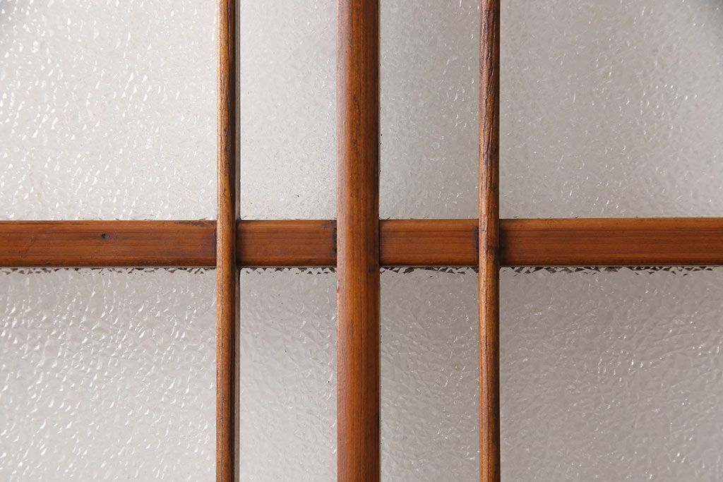 ガラス戸2枚セットをリペア&カスタム!高さと幅をリサイズし、帯部分をすりガラスに変更。(引き戸)