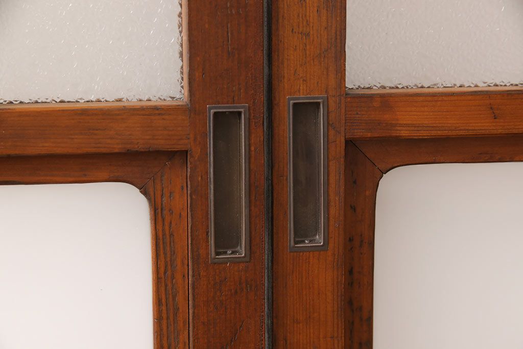 ガラス戸2枚セットをリペア&カスタム!高さと幅をリサイズし、帯部分をすりガラスに変更。(引き戸)