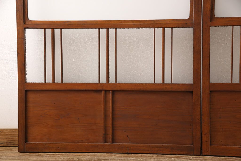 ガラス戸2枚セットをリペア&カスタム!高さと幅をリサイズし、帯部分をすりガラスに変更。(引き戸)