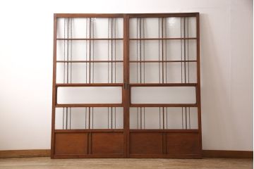 ガラス戸2枚セットをリペア&カスタム!高さと幅をリサイズし、帯部分をすりガラスに変更。(引き戸)