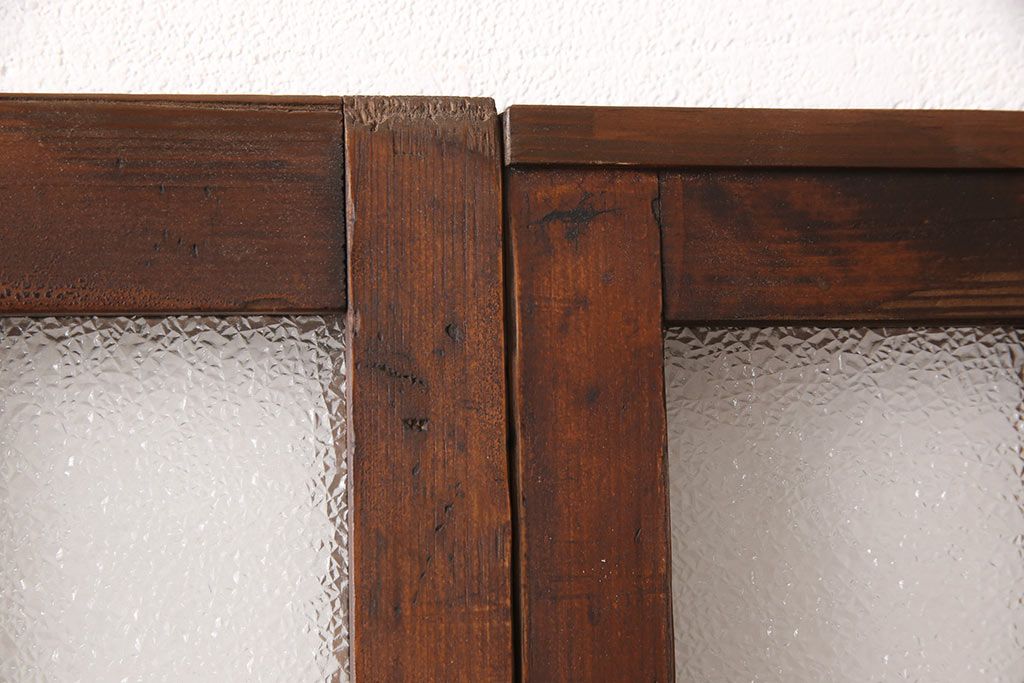 ガラス戸2枚セットをリペア&カスタム!高さと幅をリサイズし、帯部分をすりガラスに変更。(引き戸)