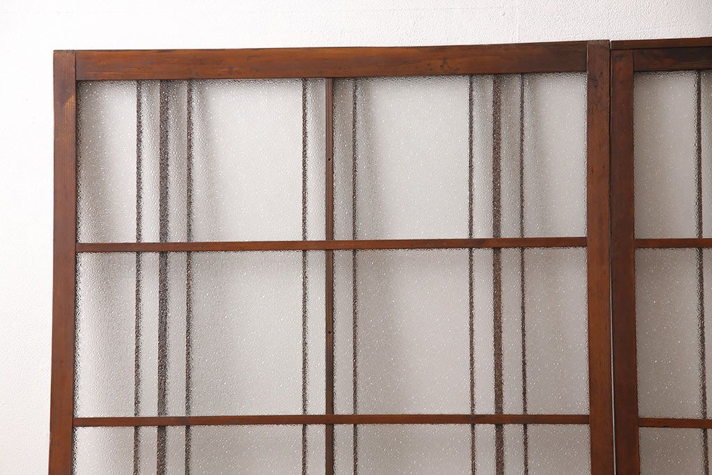 ガラス戸2枚セットをリペア&カスタム!高さと幅をリサイズし、帯部分をすりガラスに変更。(引き戸)