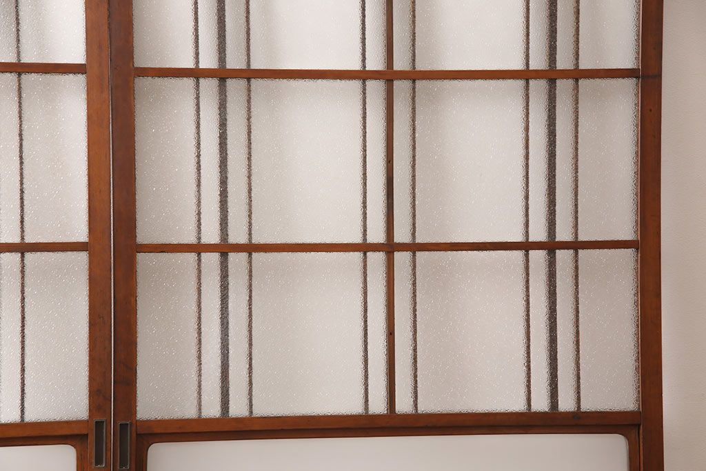 ガラス戸2枚セットをリペア&カスタム!高さと幅をリサイズし、帯部分をすりガラスに変更。(引き戸)