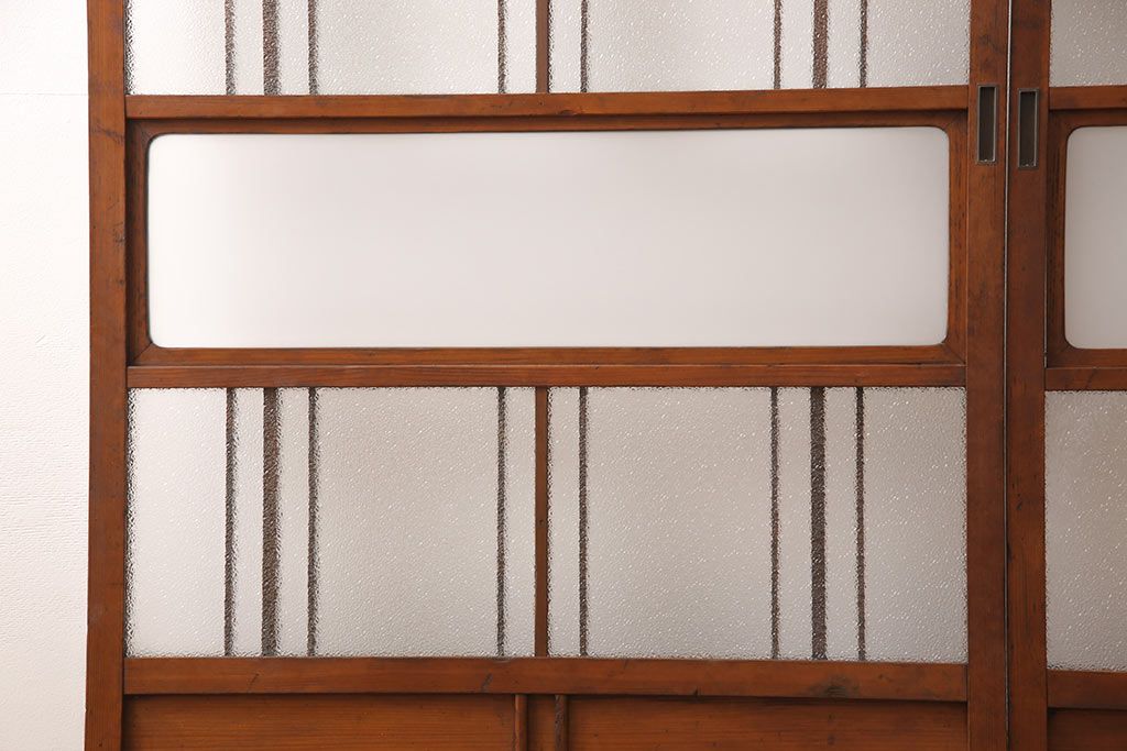 ガラス戸2枚セットをリペア&カスタム!高さと幅をリサイズし、帯部分をすりガラスに変更。(引き戸)