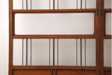 ガラス戸2枚セットをリペア&カスタム!高さと幅をリサイズし、帯部分をすりガラスに変更。(引き戸)