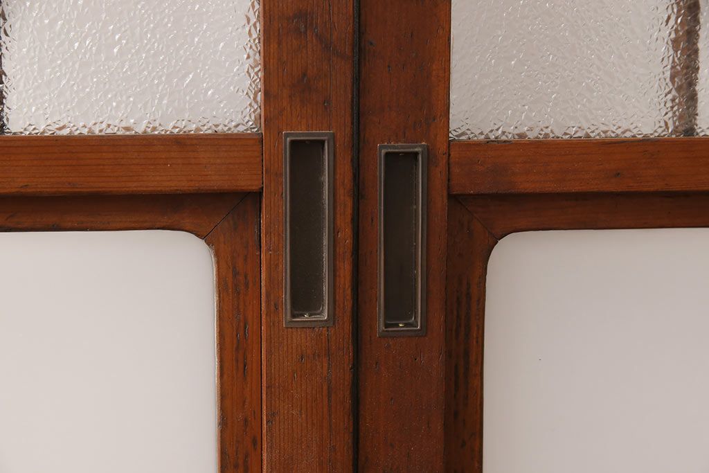 ガラス戸2枚セットをリペア&カスタム!高さと幅をリサイズし、帯部分をすりガラスに変更。(引き戸)