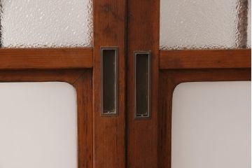 ガラス戸2枚セットをリペア&カスタム!高さと幅をリサイズし、帯部分をすりガラスに変更。(引き戸)