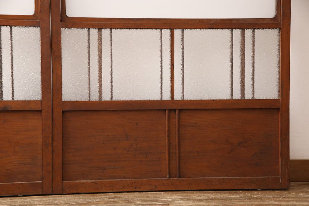 ガラス戸2枚セットをリペア&カスタム!高さと幅をリサイズし、帯部分をすりガラスに変更。(引き戸)