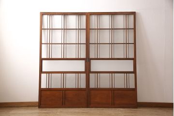 ガラス戸2枚セットをリペア&カスタム!高さと幅をリサイズし、帯部分をすりガラスに変更。(引き戸)