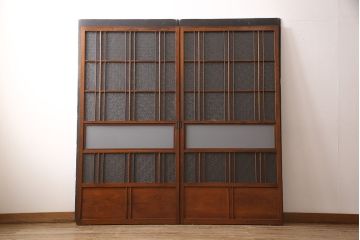 ガラス戸2枚セットをリペア&カスタム!高さと幅をリサイズし、帯部分をすりガラスに変更。(引き戸)