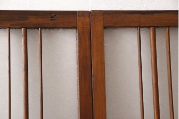 ガラス戸2枚セットをリペア&カスタム!高さと幅をリサイズし、帯部分をすりガラスに変更。(引き戸)