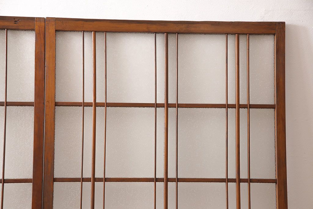 ガラス戸2枚セットをリペア&カスタム!高さと幅をリサイズし、帯部分をすりガラスに変更。(引き戸)