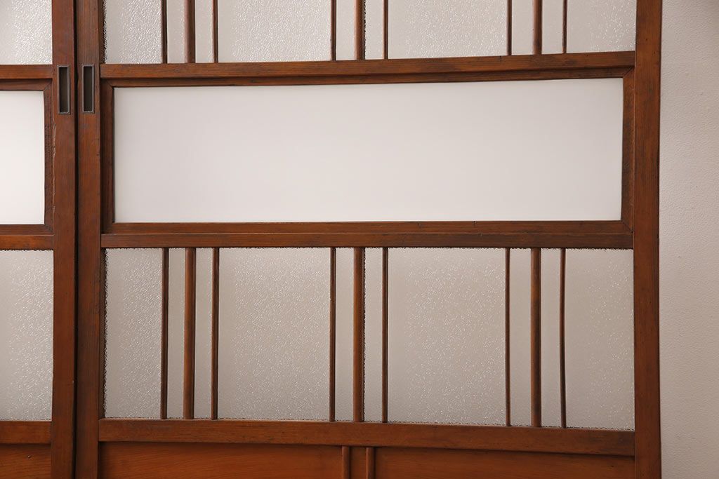 ガラス戸2枚セットをリペア&カスタム!高さと幅をリサイズし、帯部分をすりガラスに変更。(引き戸)