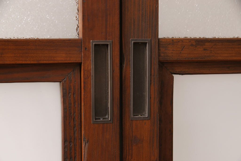 ガラス戸2枚セットをリペア&カスタム!高さと幅をリサイズし、帯部分をすりガラスに変更。(引き戸)