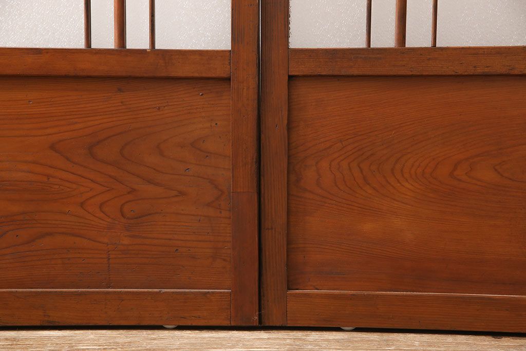 ガラス戸2枚セットをリペア&カスタム!高さと幅をリサイズし、帯部分をすりガラスに変更。(引き戸)