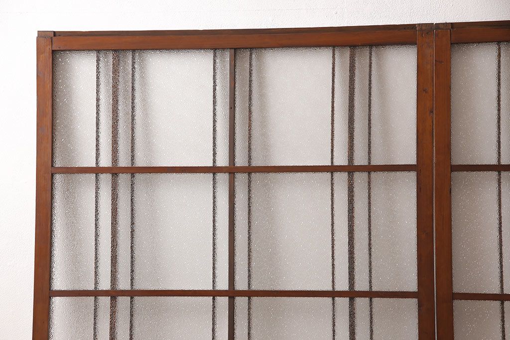 ガラス戸2枚セットをリペア&カスタム!高さと幅をリサイズし、帯部分をすりガラスに変更。(引き戸)