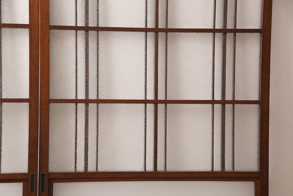 ガラス戸2枚セットをリペア&カスタム!高さと幅をリサイズし、帯部分をすりガラスに変更。(引き戸)