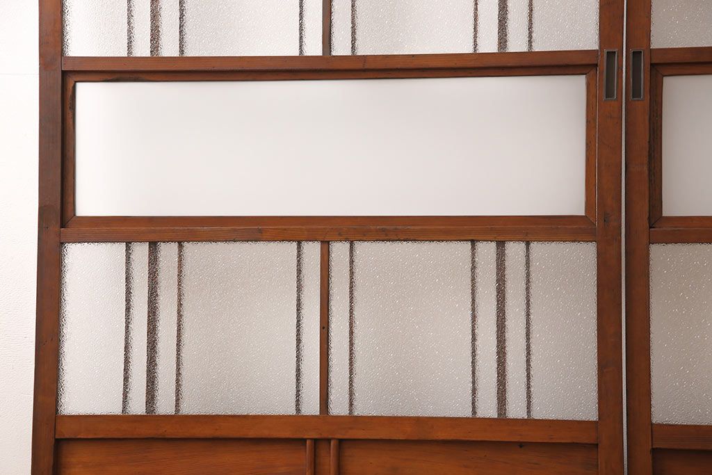 ガラス戸2枚セットをリペア&カスタム!高さと幅をリサイズし、帯部分をすりガラスに変更。(引き戸)