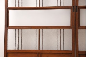 ガラス戸2枚セットをリペア&カスタム!高さと幅をリサイズし、帯部分をすりガラスに変更。(引き戸)