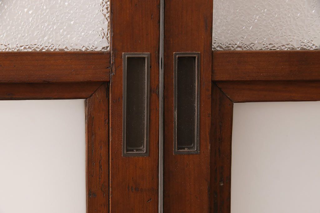 ガラス戸2枚セットをリペア&カスタム!高さと幅をリサイズし、帯部分をすりガラスに変更。(引き戸)