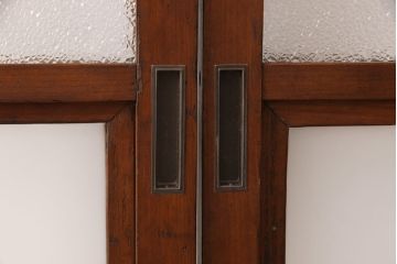 ガラス戸2枚セットをリペア&カスタム!高さと幅をリサイズし、帯部分をすりガラスに変更。(引き戸)