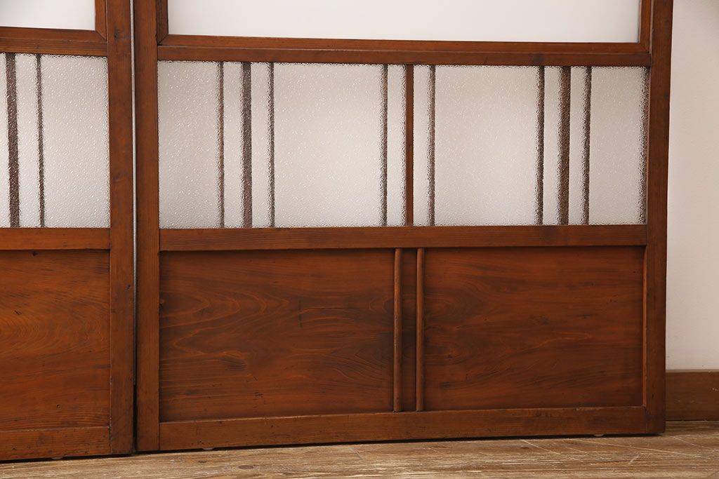 ガラス戸2枚セットをリペア&カスタム!高さと幅をリサイズし、帯部分をすりガラスに変更。(引き戸)