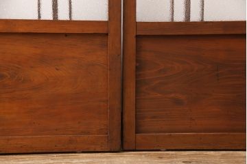 ガラス戸2枚セットをリペア&カスタム!高さと幅をリサイズし、帯部分をすりガラスに変更。(引き戸)