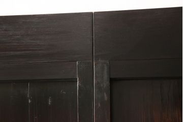 格子戸2枚をリペア&カスタム!高さと幅をリサイズし、吊り戸仕様に加工。引手とガラスを取り付け。(板戸、建具、引き戸)