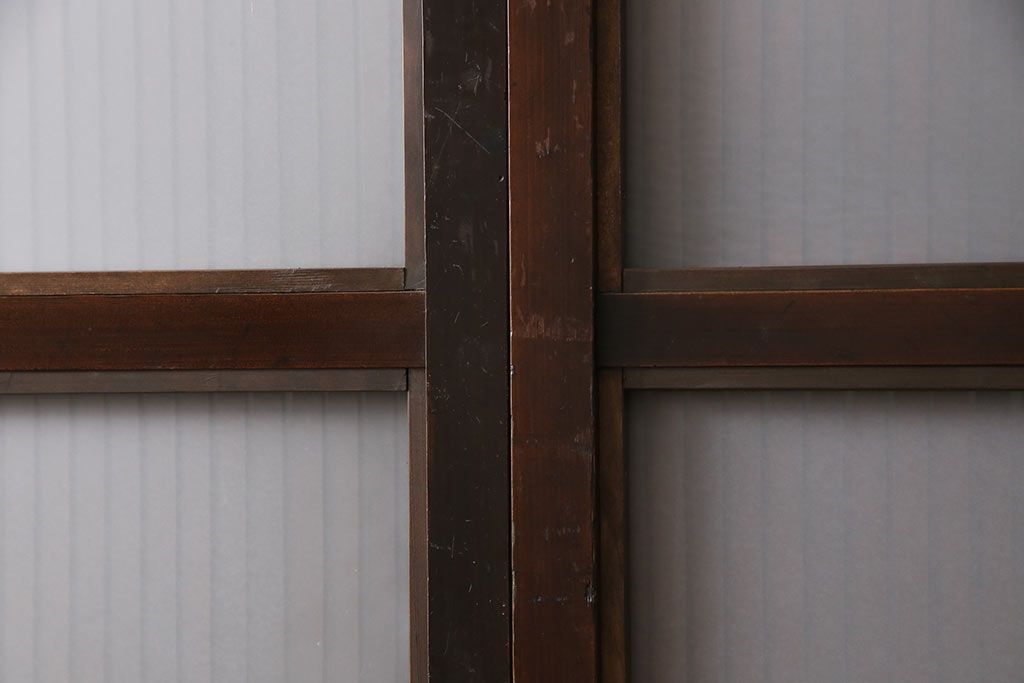 格子戸2枚をリペア&カスタム!高さと幅をリサイズし、吊り戸仕様に加工。引手とガラスを取り付け。(板戸、建具、引き戸)