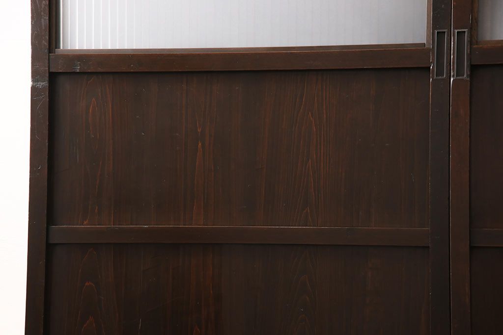 格子戸2枚をリペア&カスタム!高さと幅をリサイズし、吊り戸仕様に加工。引手とガラスを取り付け。(板戸、建具、引き戸)