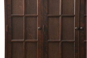 北海道民芸家具のサイドキャビネットをリペア&カスタム!扉のガラスを木製板に交換。台輪を取り付け。(収納棚、戸棚)